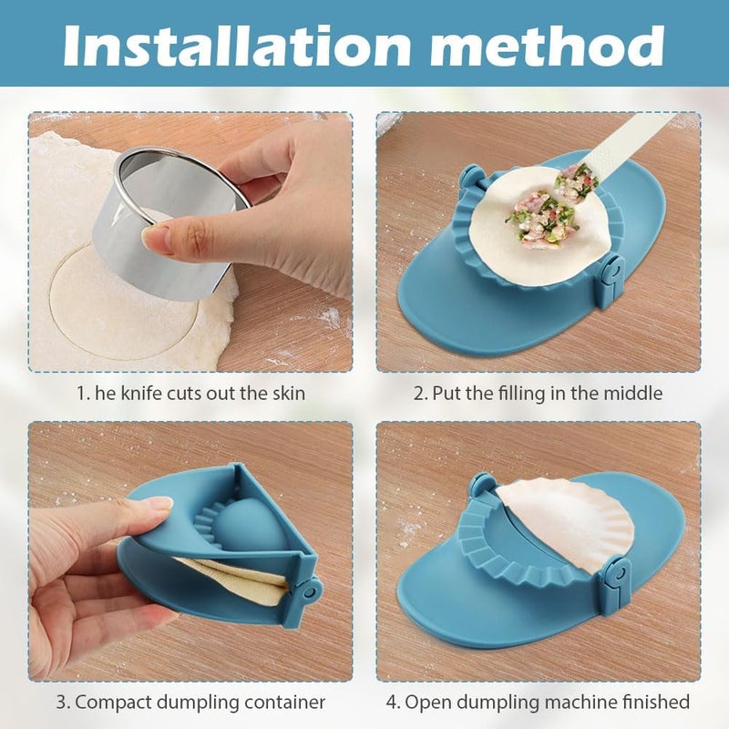 Ranjaner 3Pcs Dumpling Maker Press with 3 Dough Cutter and Stuffing Spoon, Pierogi Maker Press Empanadas Press Mold Set DIY Manual Wrapper for Stuffed Pierogi Pastelitos Wonton - Image 5